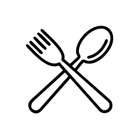 Spoon and fork icon, vector illustration. Flat design style.のイラスト素材