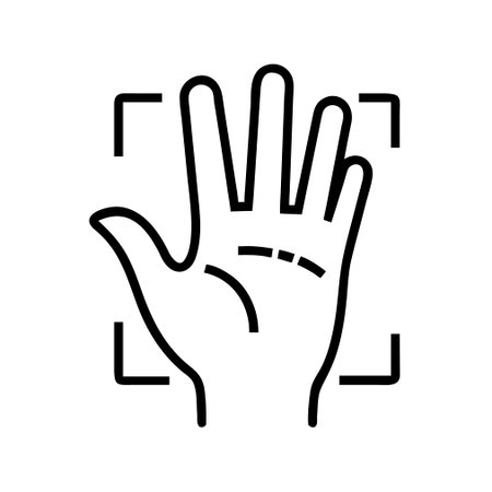Stop gesture line icon, concept illustration, outline symbol, vector sign, linear symbol.のイラスト素材