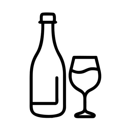 Wine Bottle Icon Vector. Outline Wine Bottle Sign. Isolated Contour Symbol Illustrationのイラスト素材