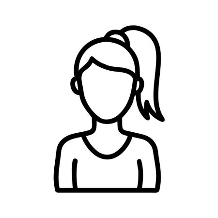 Avatar woman icon vector. A thin line sign. Isolated contour symbol illustrationのイラスト素材