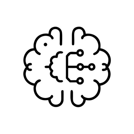 Brain icon vector. A thin line sign. Isolated contour symbol illustrationのイラスト素材