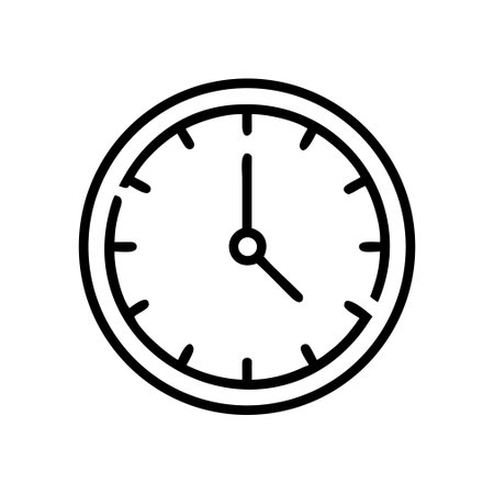 Clock icon vector. A thin line sign. Isolated contour symbol illustrationのイラスト素材