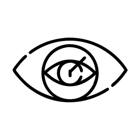 Eye icon vector. A thin line sign. Isolated contour symbol illustrationのイラスト素材