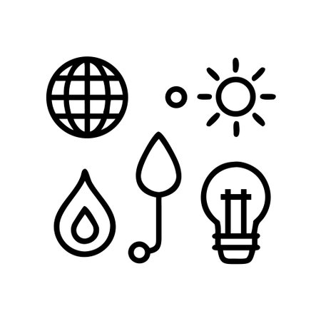 Renewable energy line icon, concept illustration, outline symbol, vector sign, linear symbol.のイラスト素材