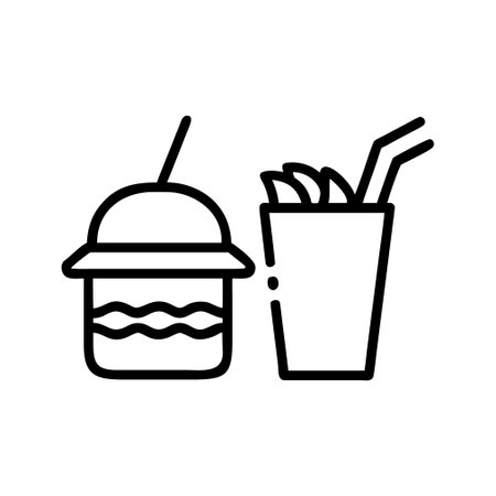 Fast food icon vector. A thin line sign. Isolated contour symbol illustrationのイラスト素材
