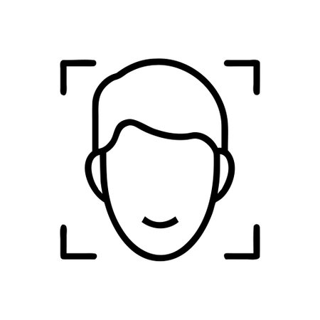 Face recognition icon vector. A thin line sign. Isolated contour symbol illustrationのイラスト素材