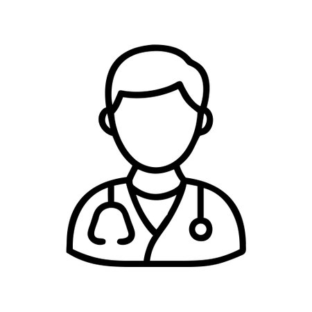 Doctor icon vector. A thin line sign. Isolated contour symbol illustrationのイラスト素材