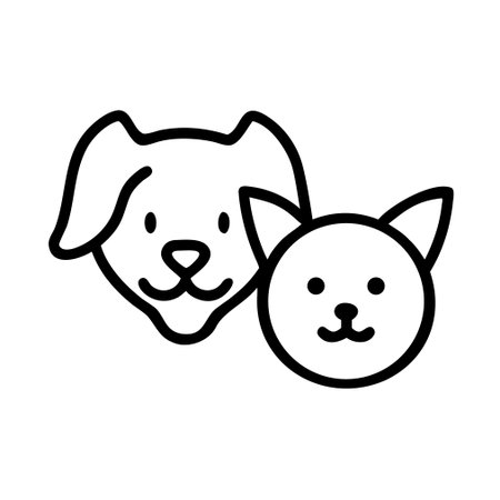 cute dog and cat cartoon line style icon vector illustration designiconのイラスト素材