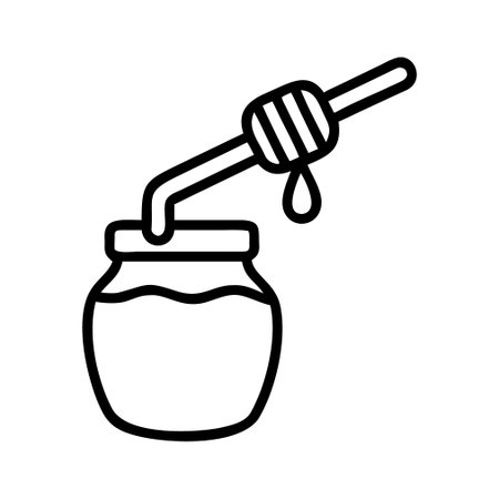 Honey pot vector, Barbecue related line design icon editable outlineのイラスト素材