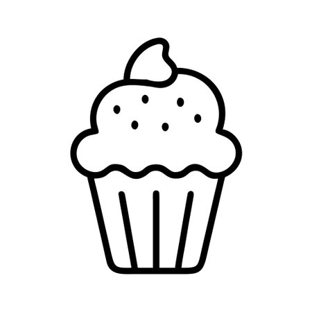 Cupcake icon vector. A thin line sign. Isolated contour symbol illustrationのイラスト素材