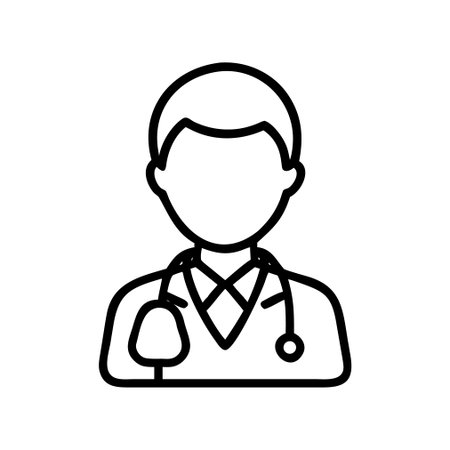 Doctor icon vector. A thin line sign. Isolated contour symbol illustrationのイラスト素材
