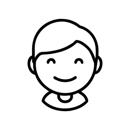 Avatar of a little boy icon vector. A thin line sign. Isolated contour symbol illustrationのイラスト素材