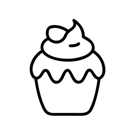 Cupcake icon vector. A thin line sign. Isolated contour symbol illustrationのイラスト素材