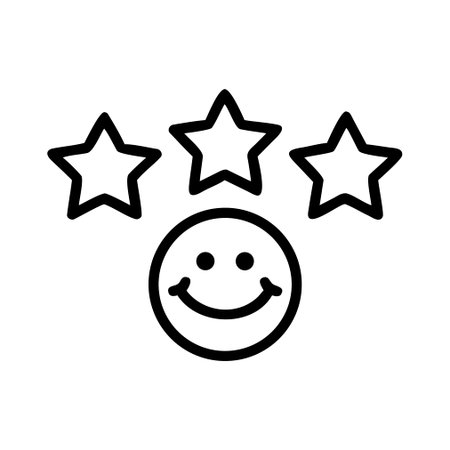 Star rating icon vector. A thin line sign. Isolated contour symbol illustrationのイラスト素材