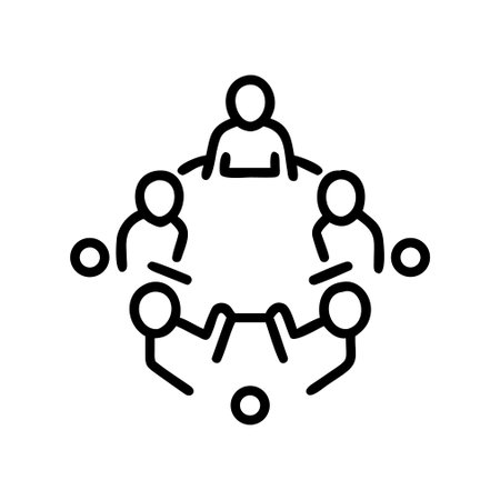 Teamwork icon, concept illustration, outline symbol, vector sign, linear symbol.のイラスト素材