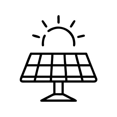 Solar panel icon, concept illustration, outline symbol, vector sign, linear symbol.のイラスト素材
