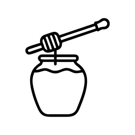 honey jar icon over white background, line style, vector illustrationのイラスト素材
