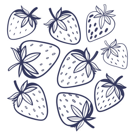 Strawberry doodle set. Hand drawn vector illustration.のイラスト素材