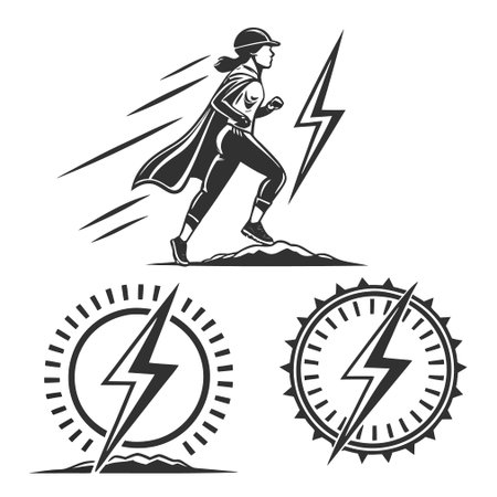 Superhero and lightning bolt. Vector illustration on a white background.のイラスト素材