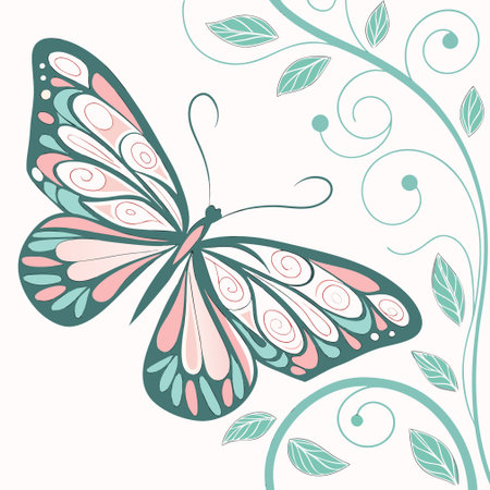 Butterfly on a floral background. Vector illustration for your designのイラスト素材