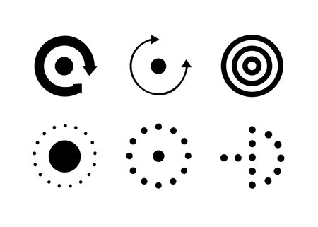 Set of circle arrows and target icons. Vector illustration isolated on white background.のイラスト素材