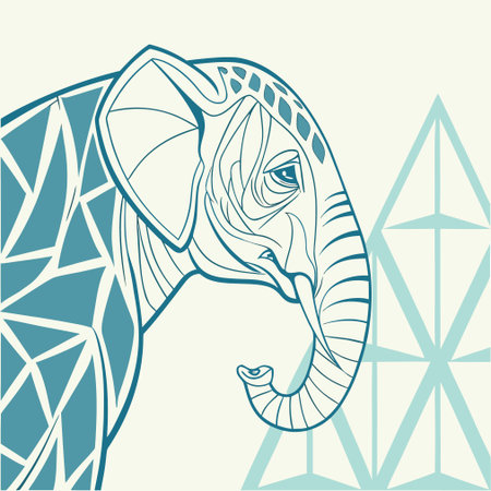 Vector illustration of an elephant in the style of a stained glass window.のイラスト素材