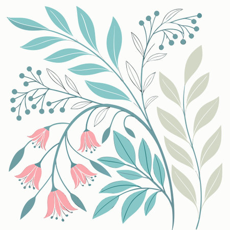 Floral background with pink flowers and green leaves. Vector illustration.のイラスト素材