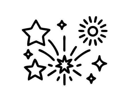 Fireworks line icon, concept illustration, outline symbol, vector sign, linear symbol.のイラスト素材
