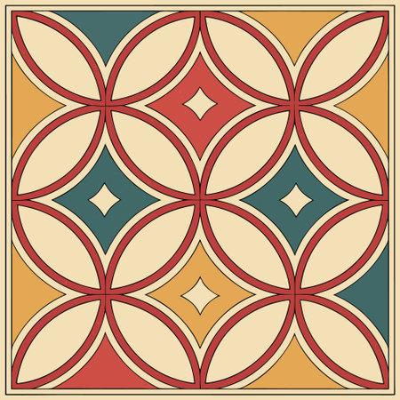 Seamless pattern in retro style with decorative elements. Vector illustration.のイラスト素材
