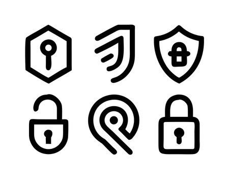 lock icon vector. A thin line sign. Isolated contour symbol illustrationのイラスト素材