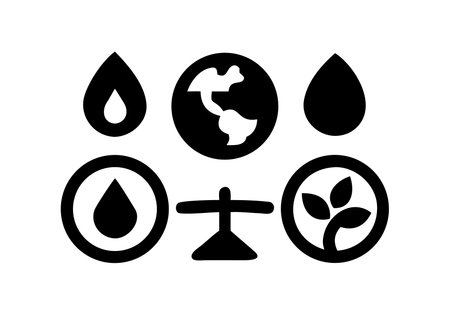 Ecology and environment icon. Earth, water drop, plant.のイラスト素材