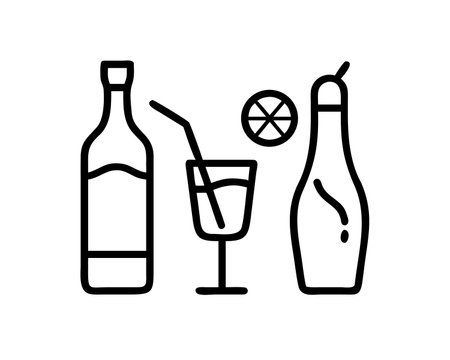 Alcohol drink line icon, concept illustration, outline symbol, vector sign, linear symbol.のイラスト素材