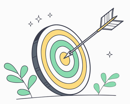 Dartboard with dart and arrow. Flat design vector illustration.のイラスト素材