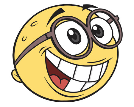 Smiling Emoticon With Eyeglasses, Vector Illustrationのイラスト素材
