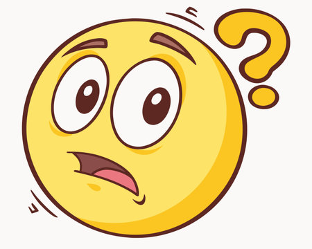 Emoticon with question mark on white background, vector illustration.のイラスト素材