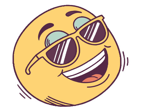 emoticon face with sunglasses kawaii character vector illustration designのイラスト素材