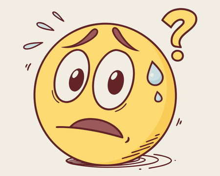 Illustration of a sad emoticon with a question mark on itのイラスト素材