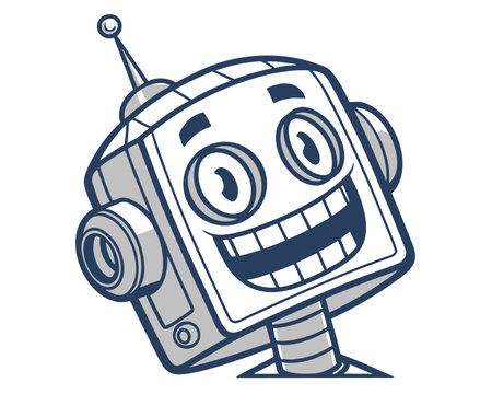 Vector illustration of cute cartoon robot. Isolated on white background.のイラスト素材