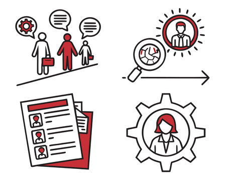 Human resource management icons set. Vector illustration in line art style.のイラスト素材