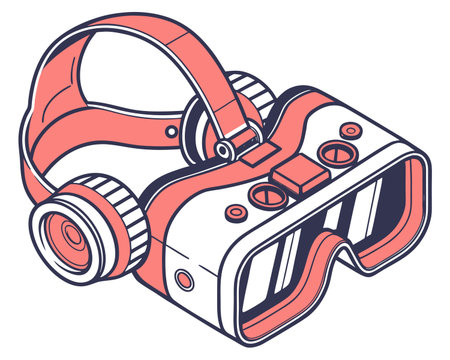 Isometric 3d vector illustration of a modern virtual reality glasses.のイラスト素材