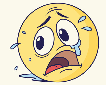 Emoticon with Crying Face, Cartoon Illustration, Vectorのイラスト素材