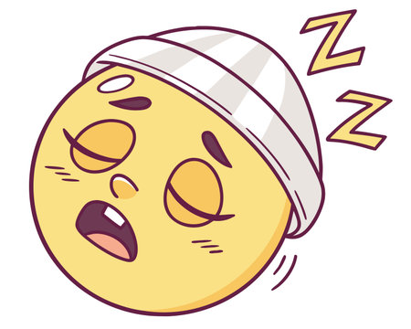 Illustration of a Cute Emoticon Crying and Sleepingのイラスト素材
