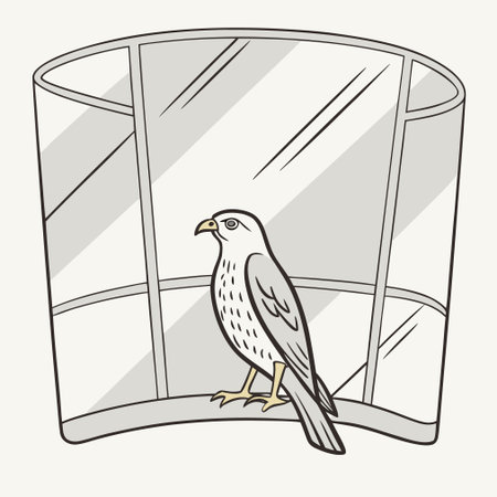 Illustration of a falcon in a window. Vector illustration.のイラスト素材