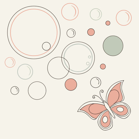 Abstract background with circles and butterflies. Vector illustration. Eps 10.のイラスト素材