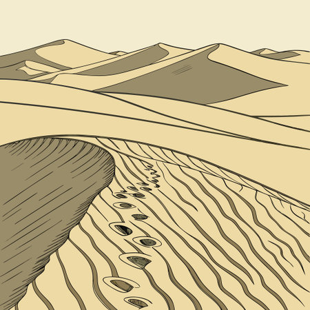 Sand dunes in the desert. Vector illustration of a sand dune.のイラスト素材
