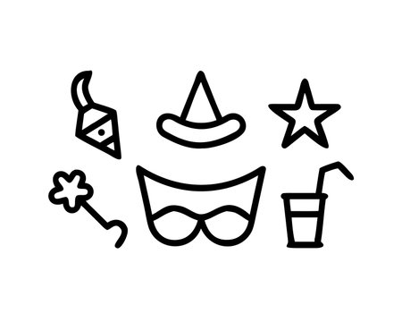 Mardi gras party line icon, concept sign, outline vector illustration, linear symbol.のイラスト素材