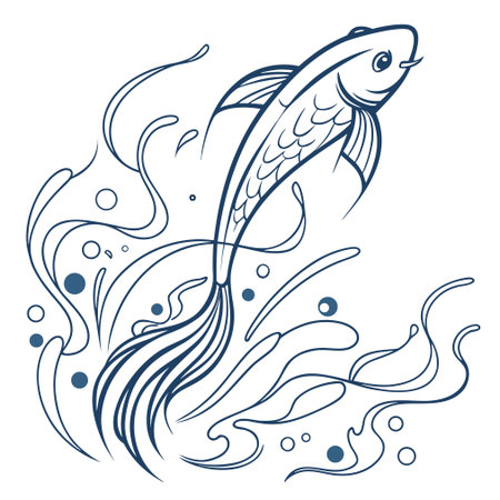 Fish in the sea. Hand drawn vector illustration for your design.のイラスト素材