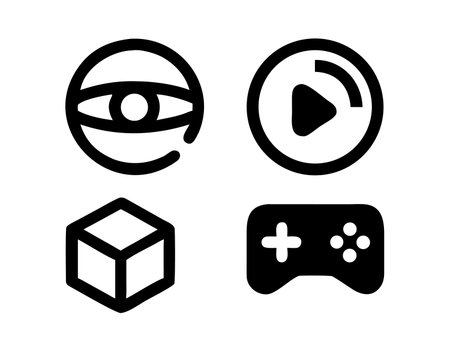 Set of video game icons. Game controller, joystick, play button. Vector illustrationのイラスト素材