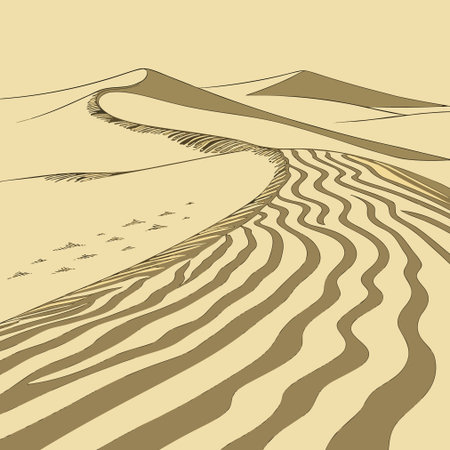 Sand dunes in the desert. Vector illustration of sand dunes.のイラスト素材