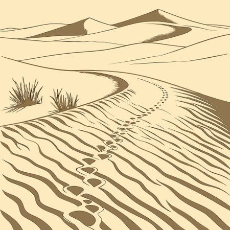 Sand dunes in the desert. Vector illustration of sand dunes.のイラスト素材